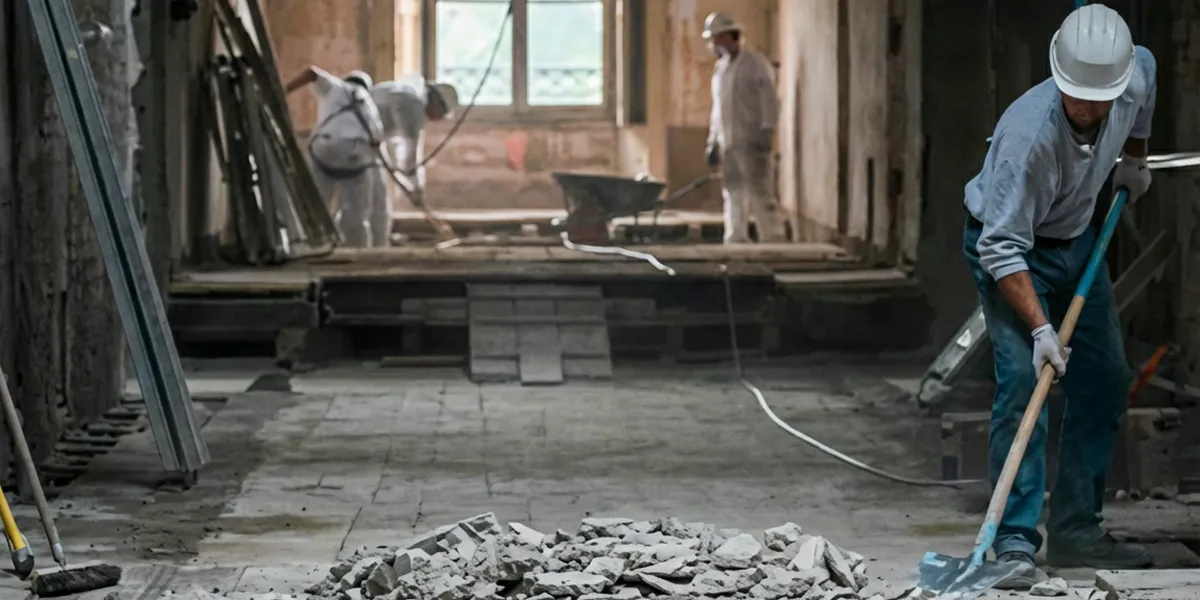 fire damage restoration professionals performing structural cleanup and restoration after a fire in Evansville, IN