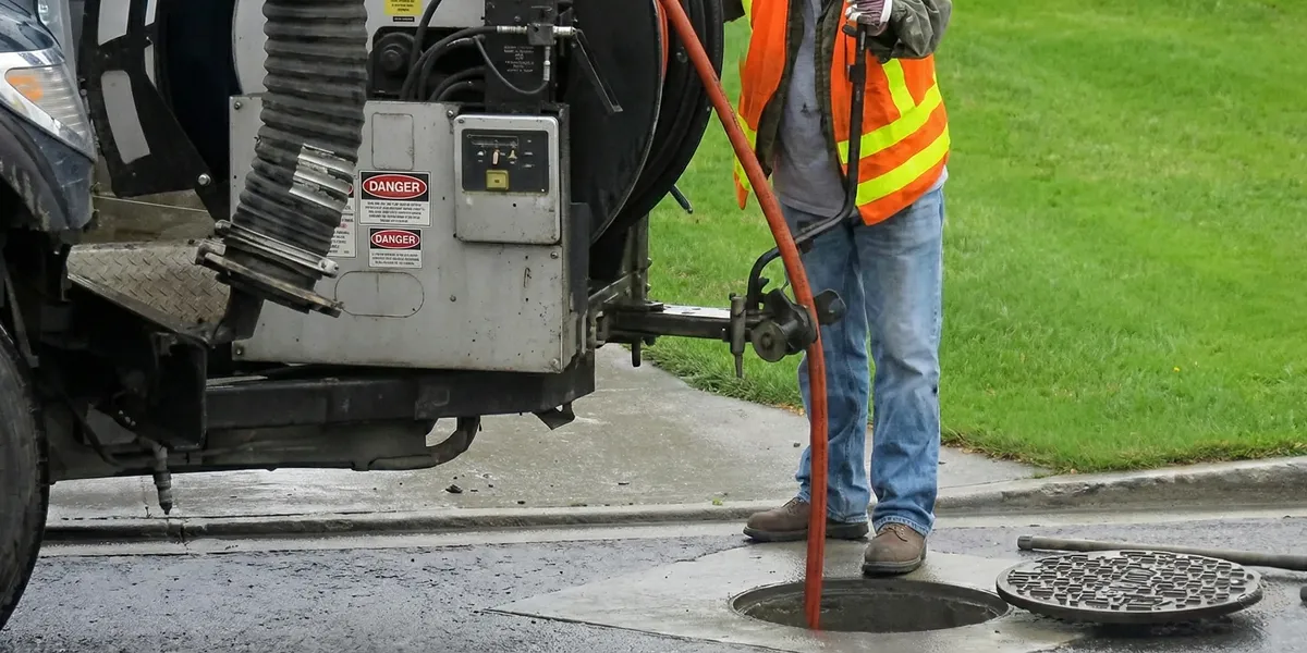 sewage clean up professionals using industrial equipment to remove contaminated wastewater in Evansville, IN