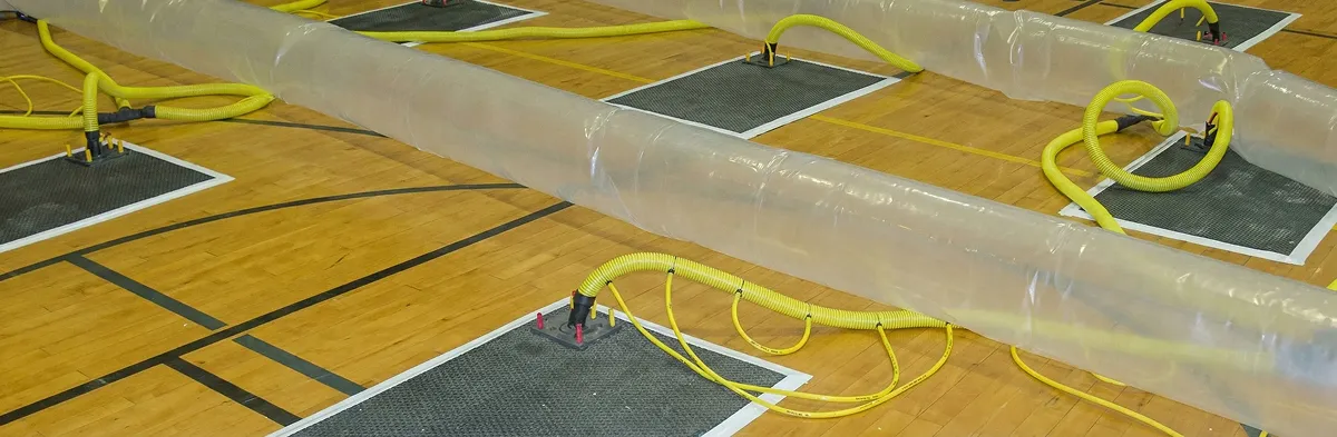 water clean up drying system set up to remove moisture and prevent further damage in Evansville, IN